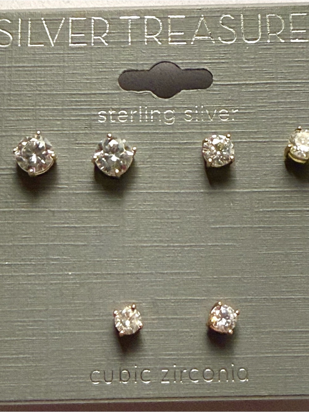Sterling Silver Cubic Zirconia Stud Earrings - Clear NWT
